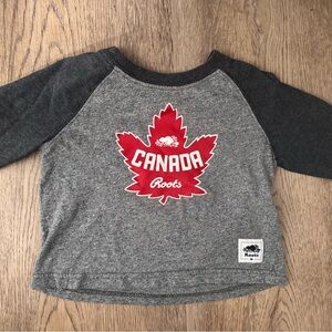 Roots Kids Long Sleeve Tee - Dark Gray and Red